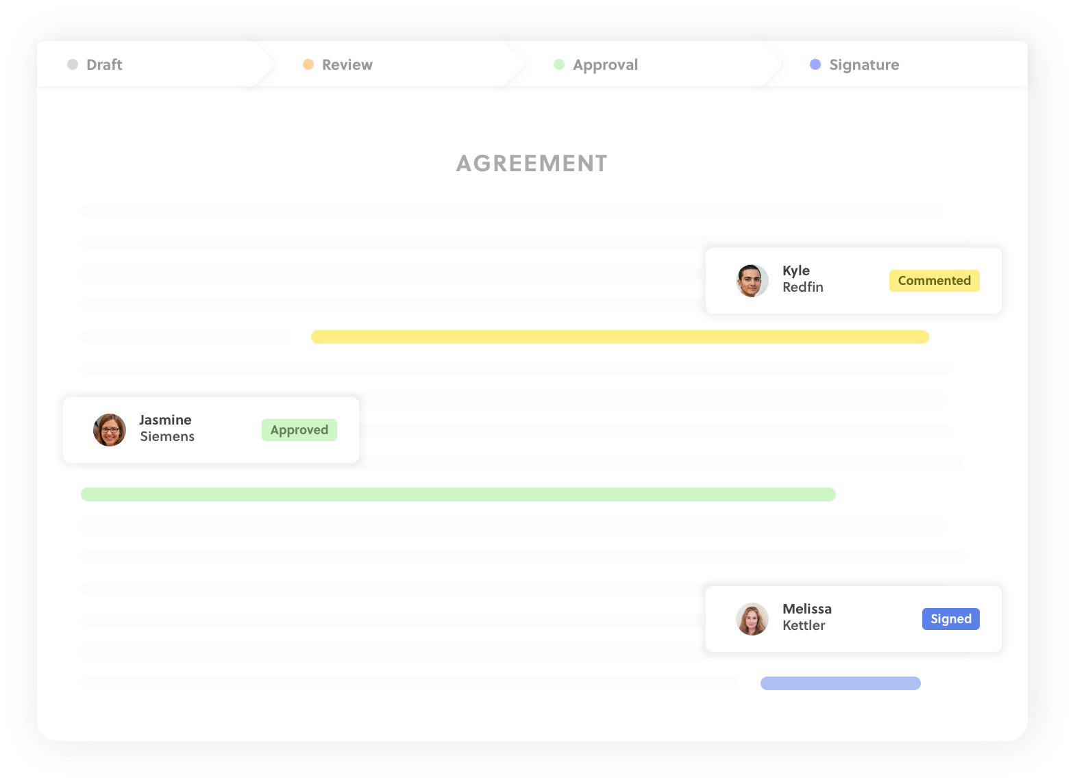 Procurement agreements and vendor agreements are completed faster with Concord's collaboration features.