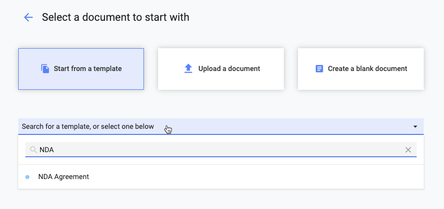 Document Builder walks Concord users through options for the type of document they want to create.