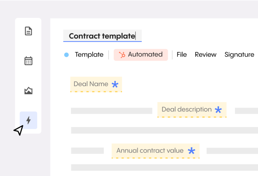 HubSpot fills contract fields in Concord automatically