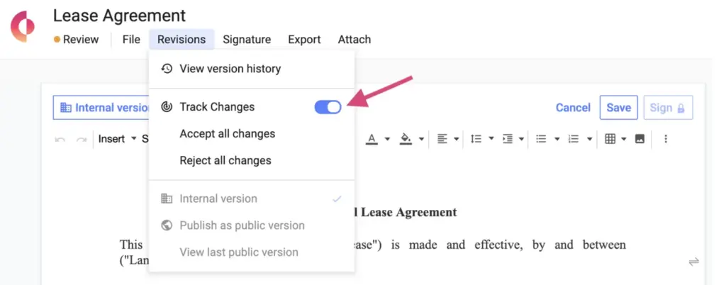 How to track changes after sharing a contract, in Concord